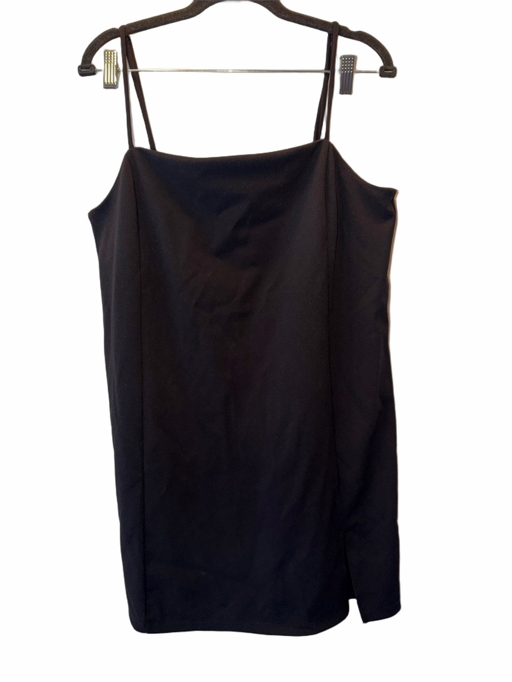 H&M Black Spaghetti-Strap Mini Dress, PTP 24”, L 32”, (T15-405)